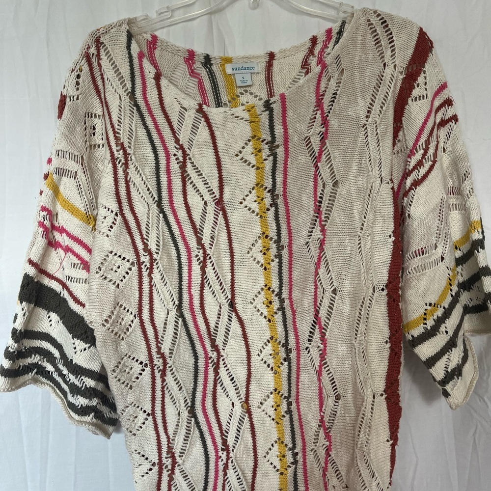 Sundance Open Knit Wide Sleeve sweater Round Neck Size Small oversized